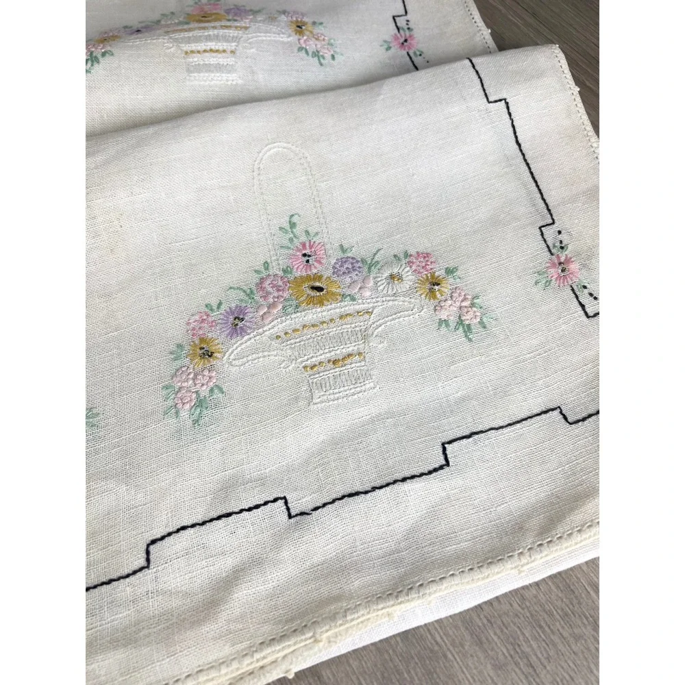 Lot of Vintage Embroidered Linens runners dresser scarf